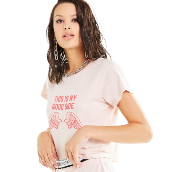 NWT Wildfox Good Side Crop Baby Tee Shirt - Picture 3 of 6